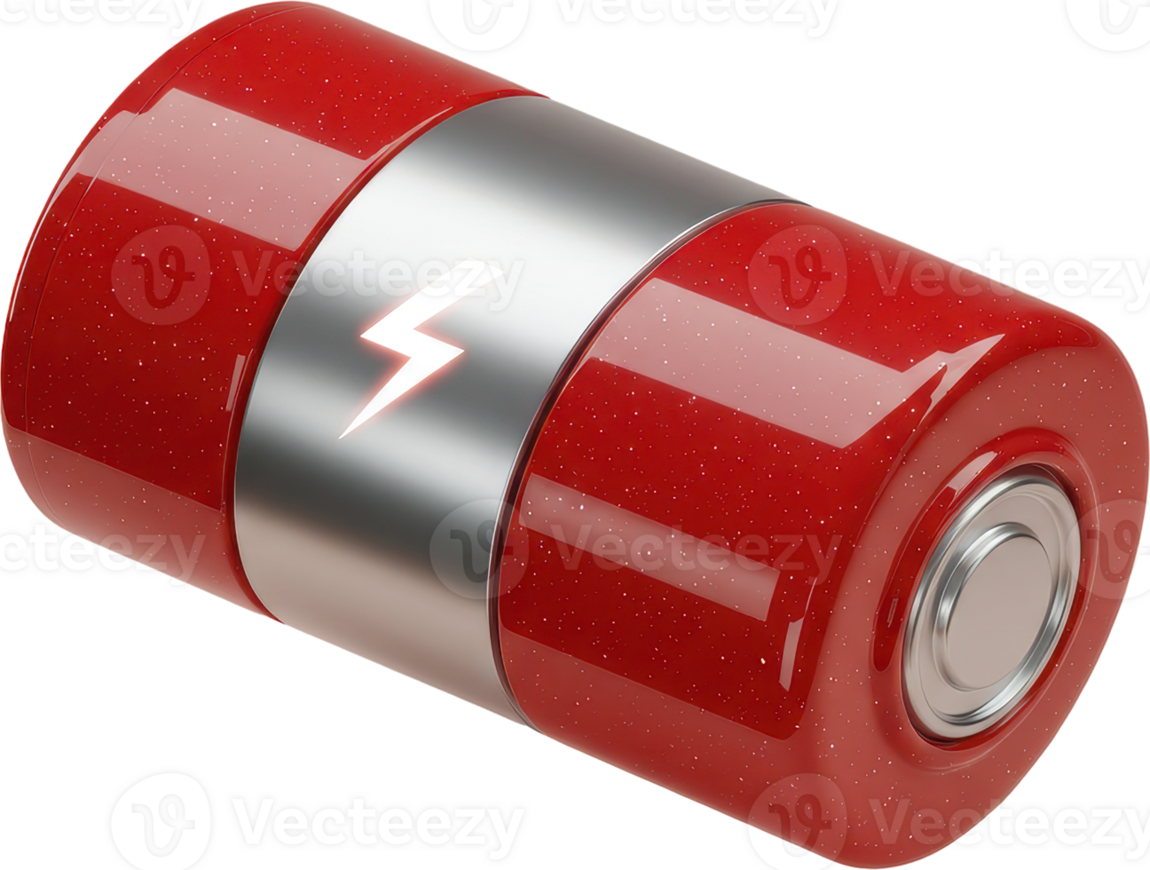 Vibrant red and silver futuristic power cell with glowing lightning bolt symbol png