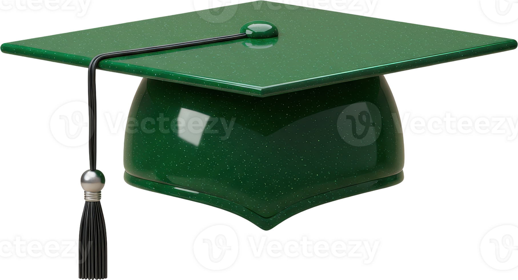 Glossy green graduation cap with tassel for academic achievement and success png