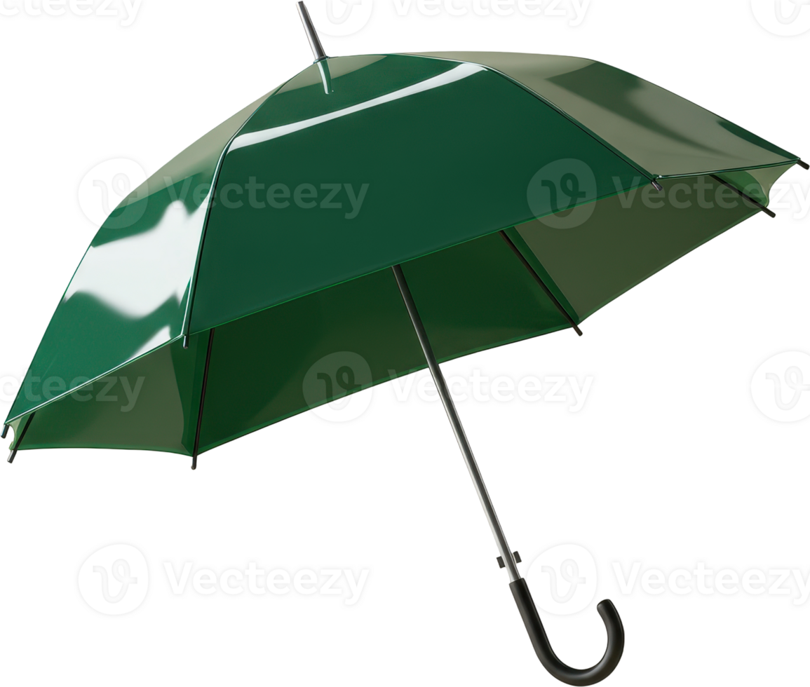 Modern green umbrella with glossy finish for rain protection and style png