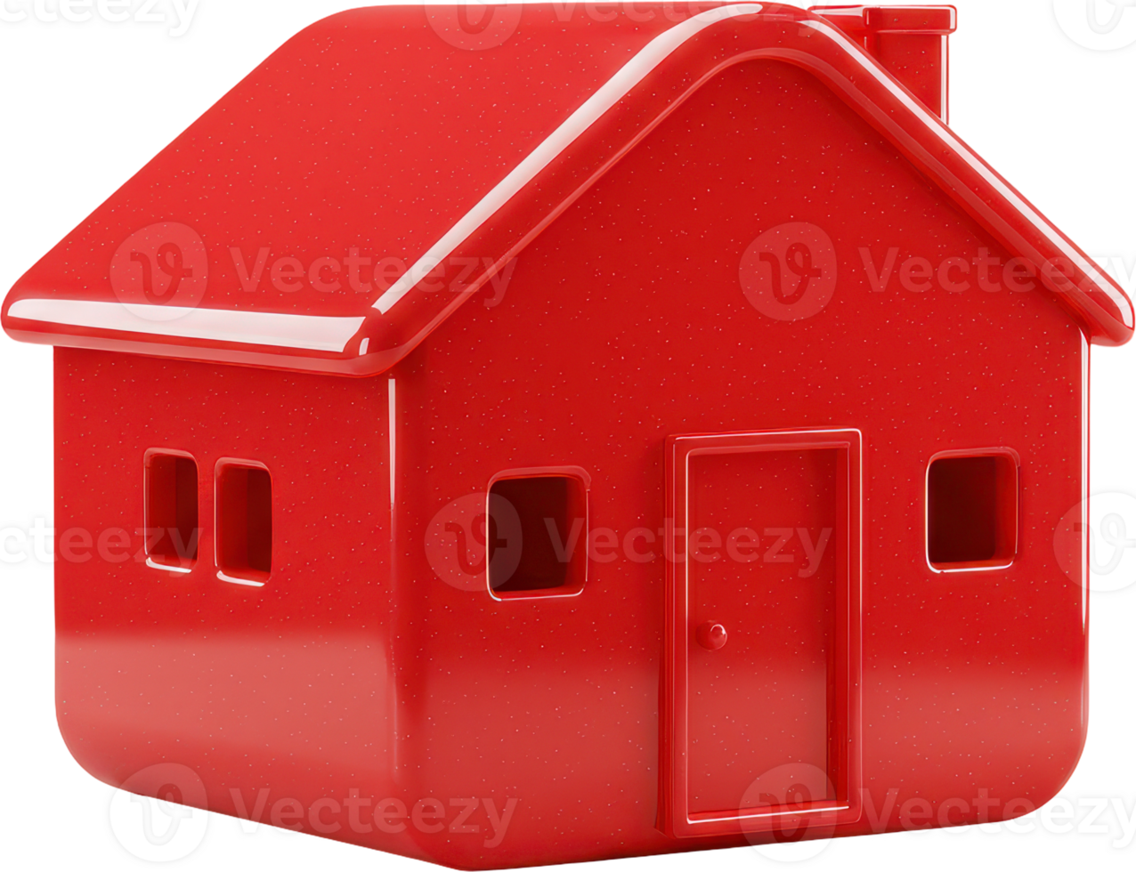 Glossy red minimalist house model with smooth rounded edges and a modern design png