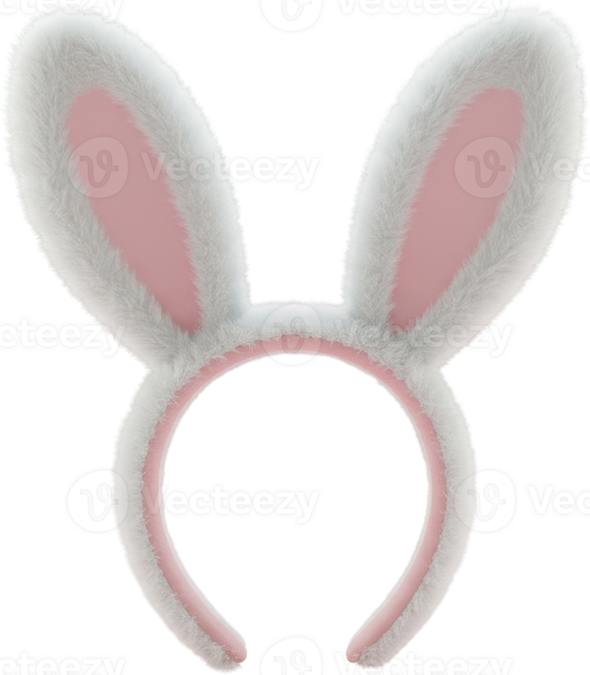 Soft white and pink bunny ears headband for easter celebrations and costume fun png