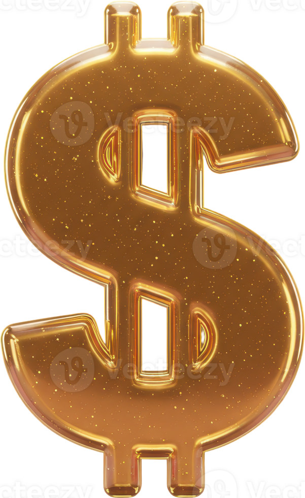 Luxurious golden dollar sign symbol with sparkling glitter texture for finance concepts png