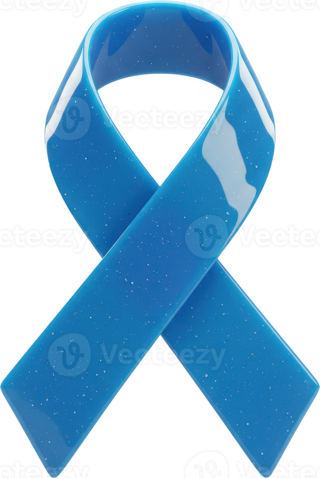 Vibrant blue awareness ribbon with glossy finish and subtle sparkle symbol png