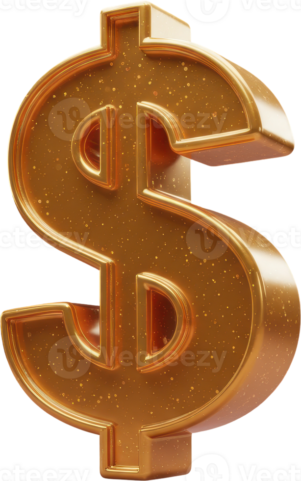 Luxurious golden dollar sign symbolizing wealth, finance, and prosperity png