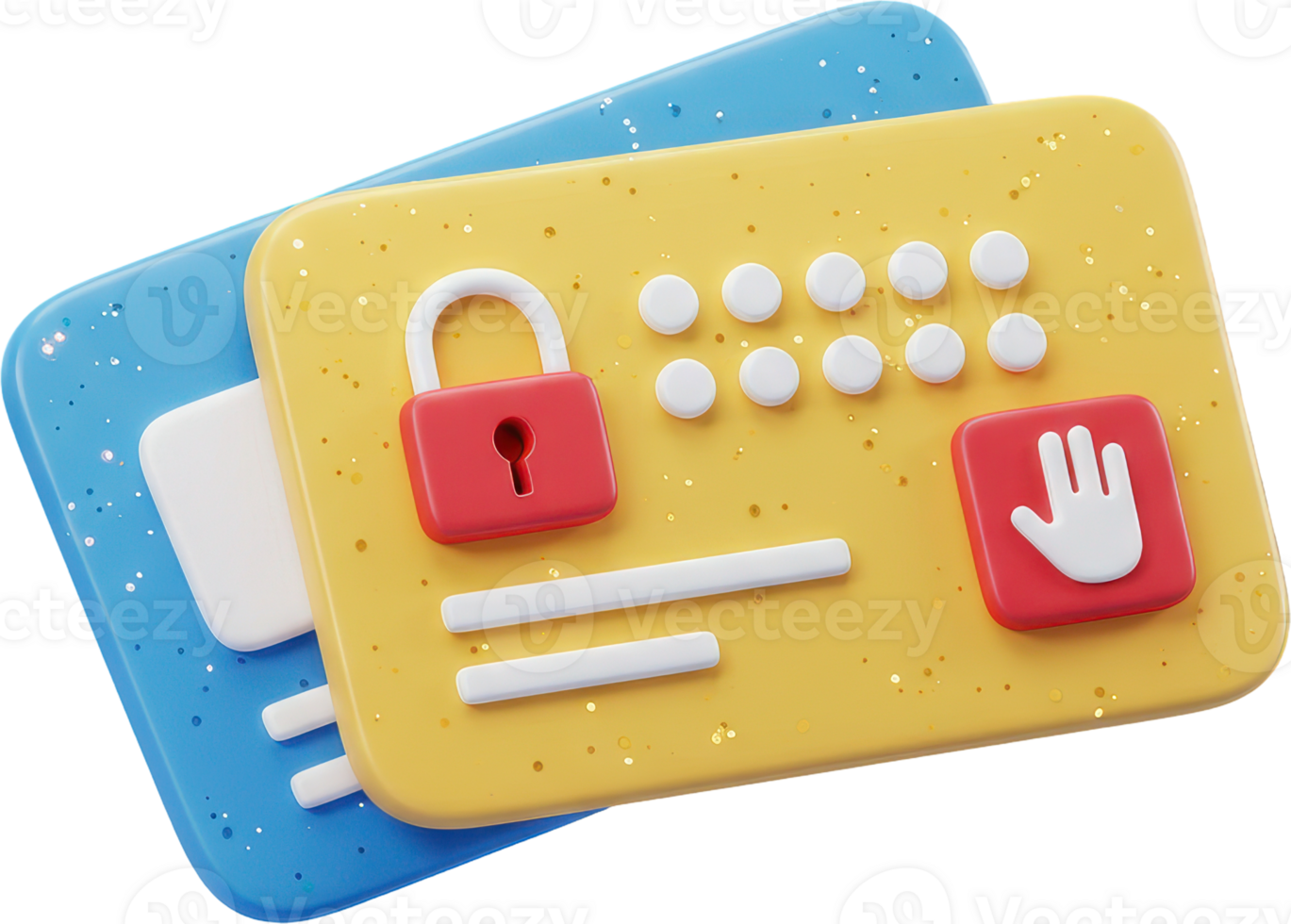 Secure digital access cards with padlock and PIN pad for online security png