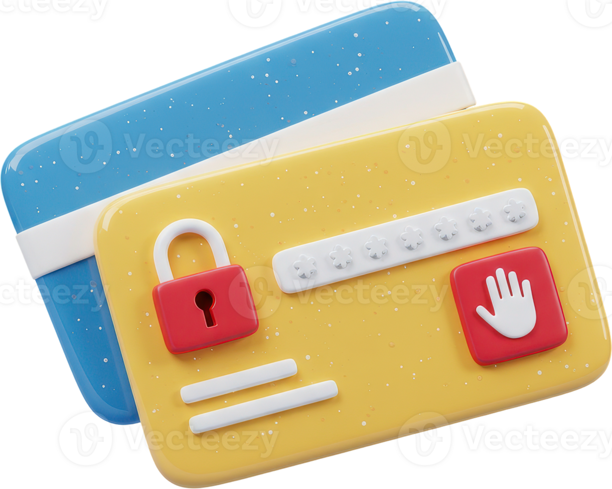 3D secure payment cards with padlock and password for online transaction safety png