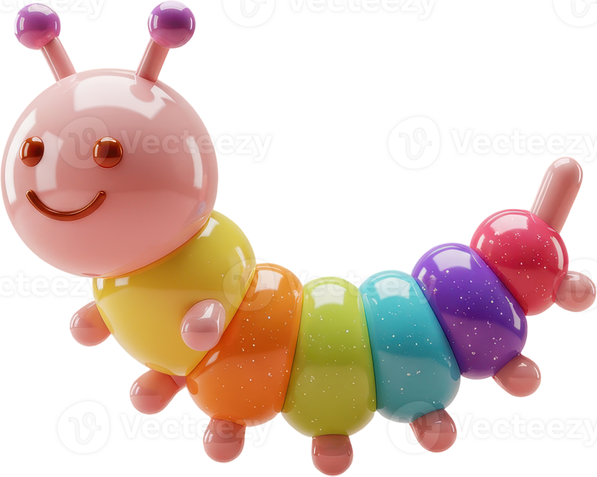 Vibrant glossy caterpillar xylophone with musical notes for education png