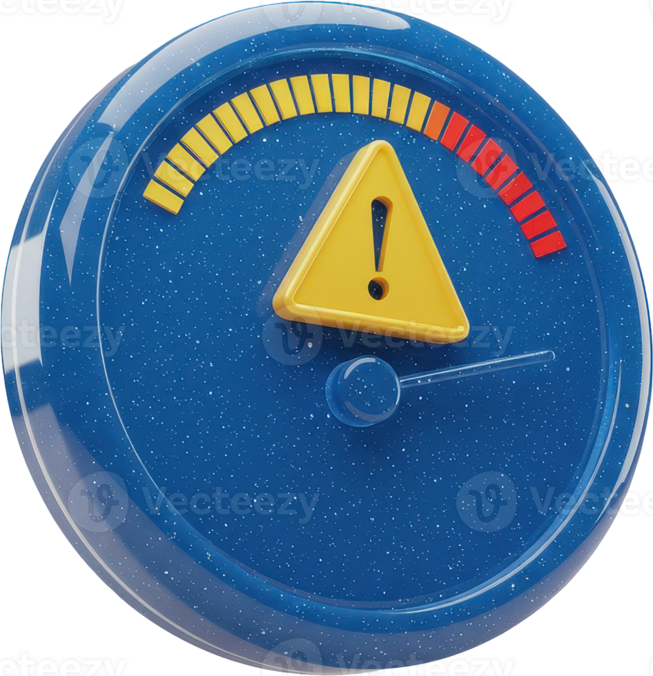 Blue risk assessment gauge with warning symbol and level indicator png