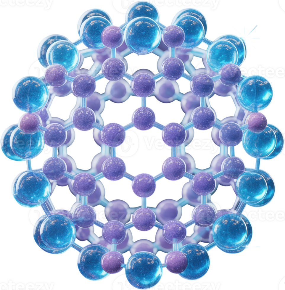 Futuristic 3D molecular structure of carbon atoms and nanotechnology png