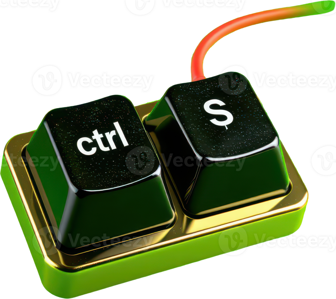 Glossy ctrl s keyboard keys for digital saving concept png