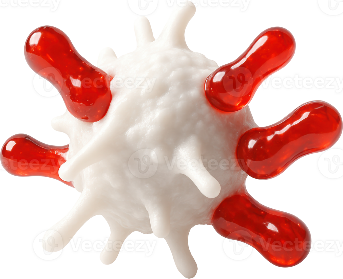 Immune system white blood cell engulfing red particles png
