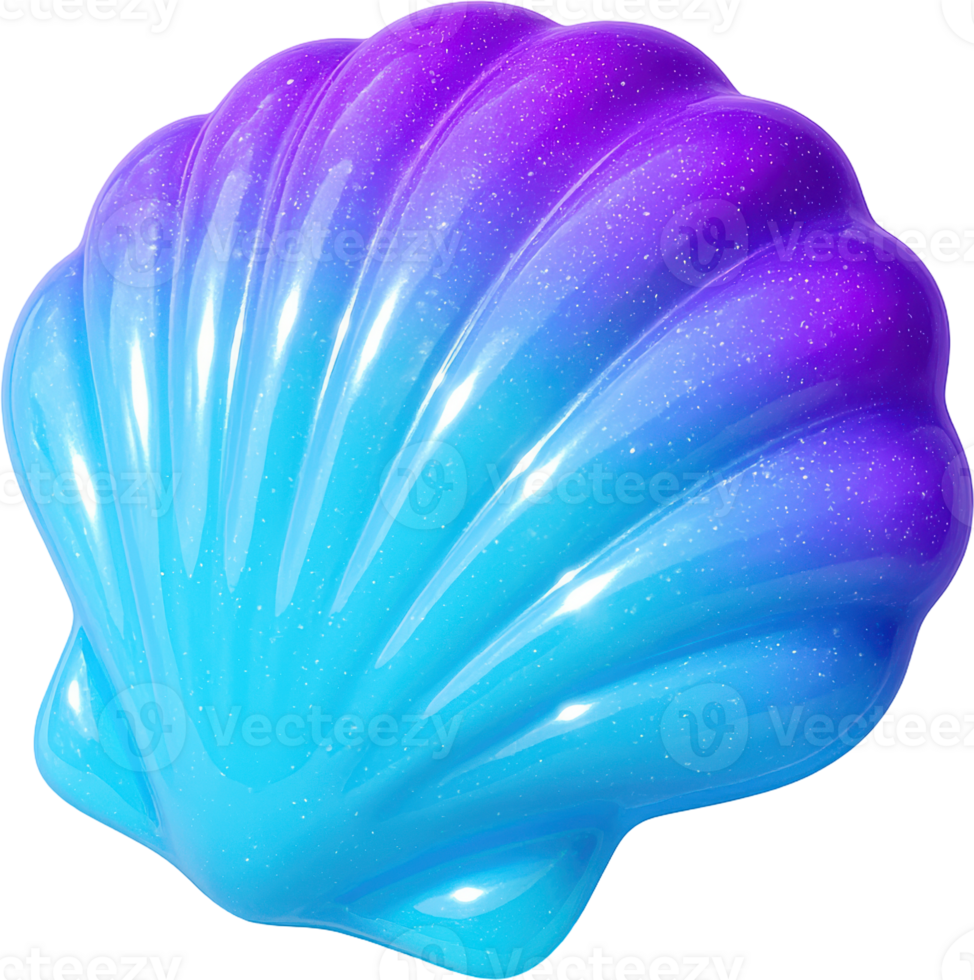 scallop shell with blue and purple gradient png