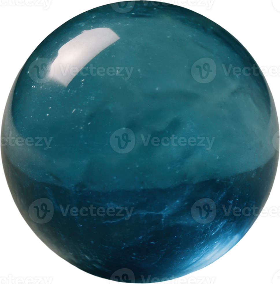 Vibrant blue glass marble with unique internal swirling patterns png