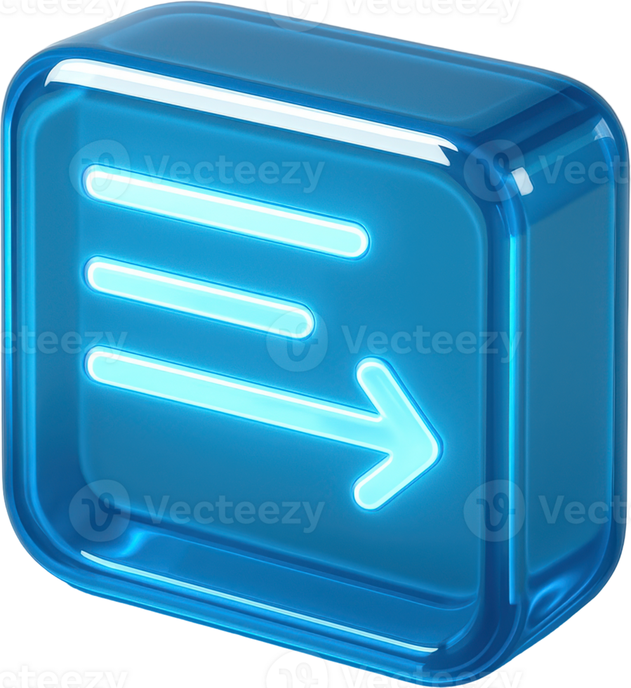 Sleek 3D blue data packet icon with glowing lines and arrow png