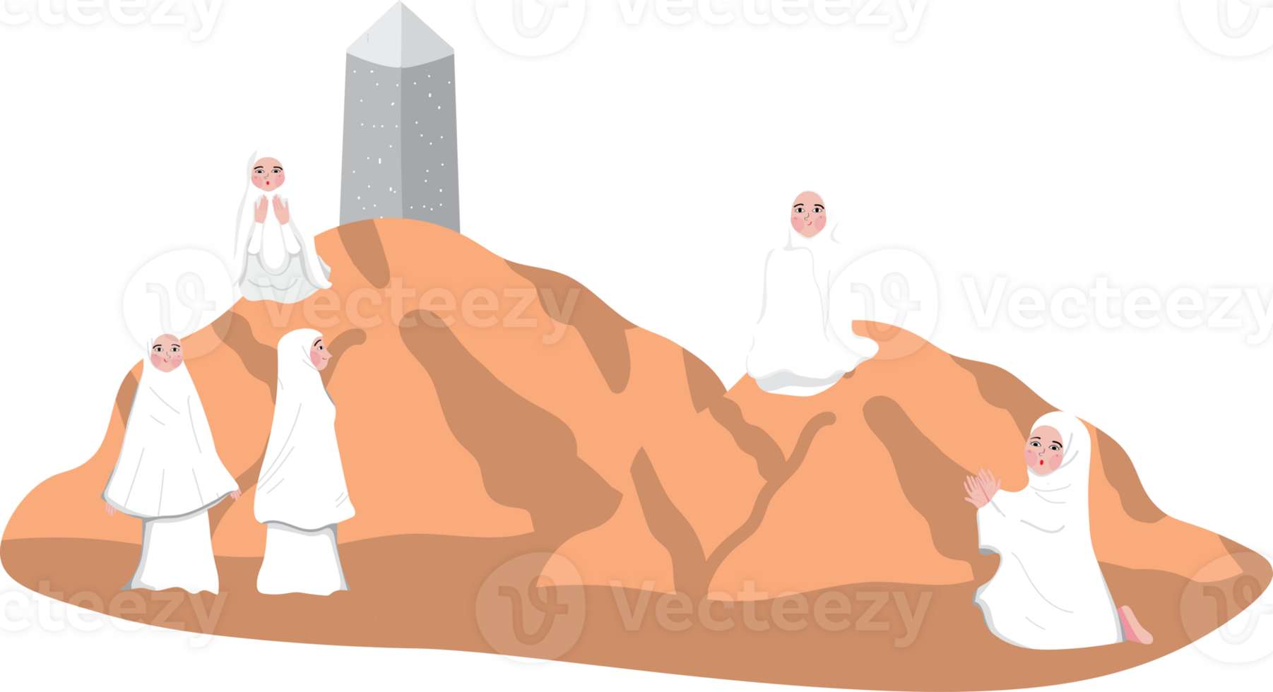 Muslim Pilgrims Performing Wukuf in Arafah During Hajj Ritual png