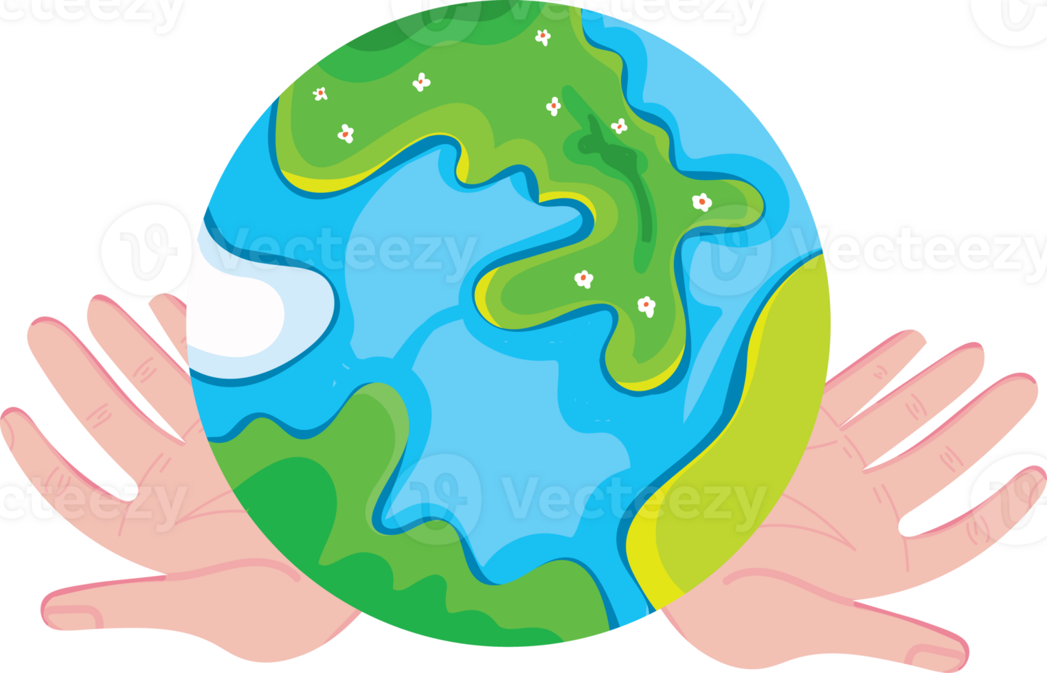 Earth Day Celebration with Illustrated World Map png
