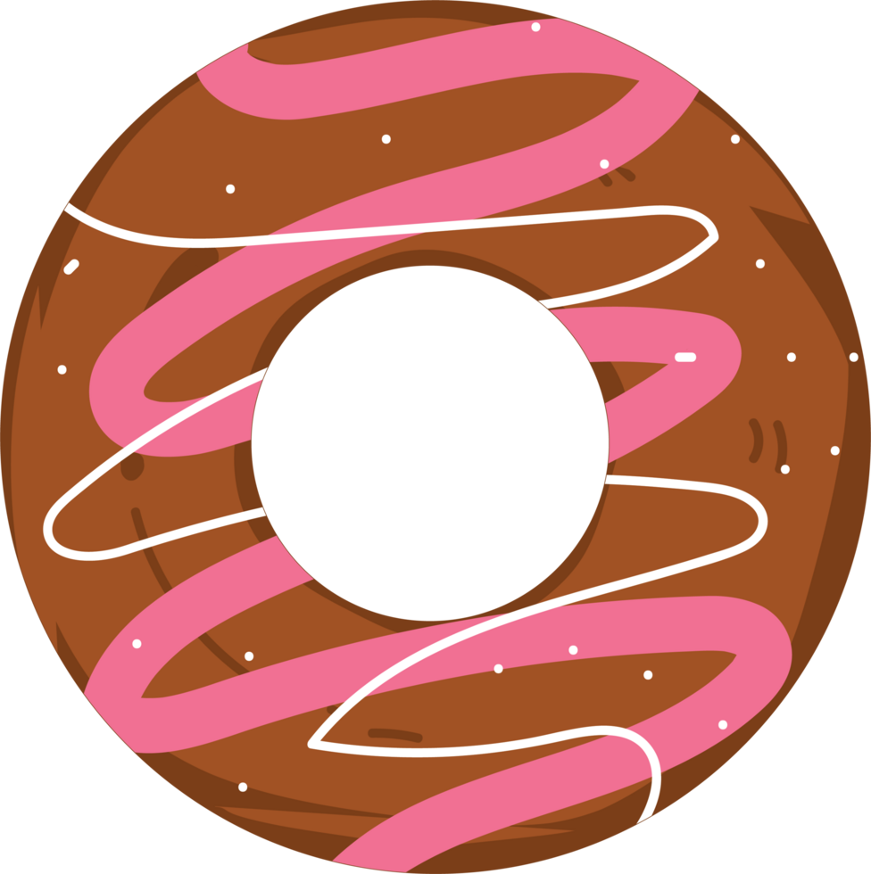 Tasty Donuts with Chocolate and Strawberry Drizzle png