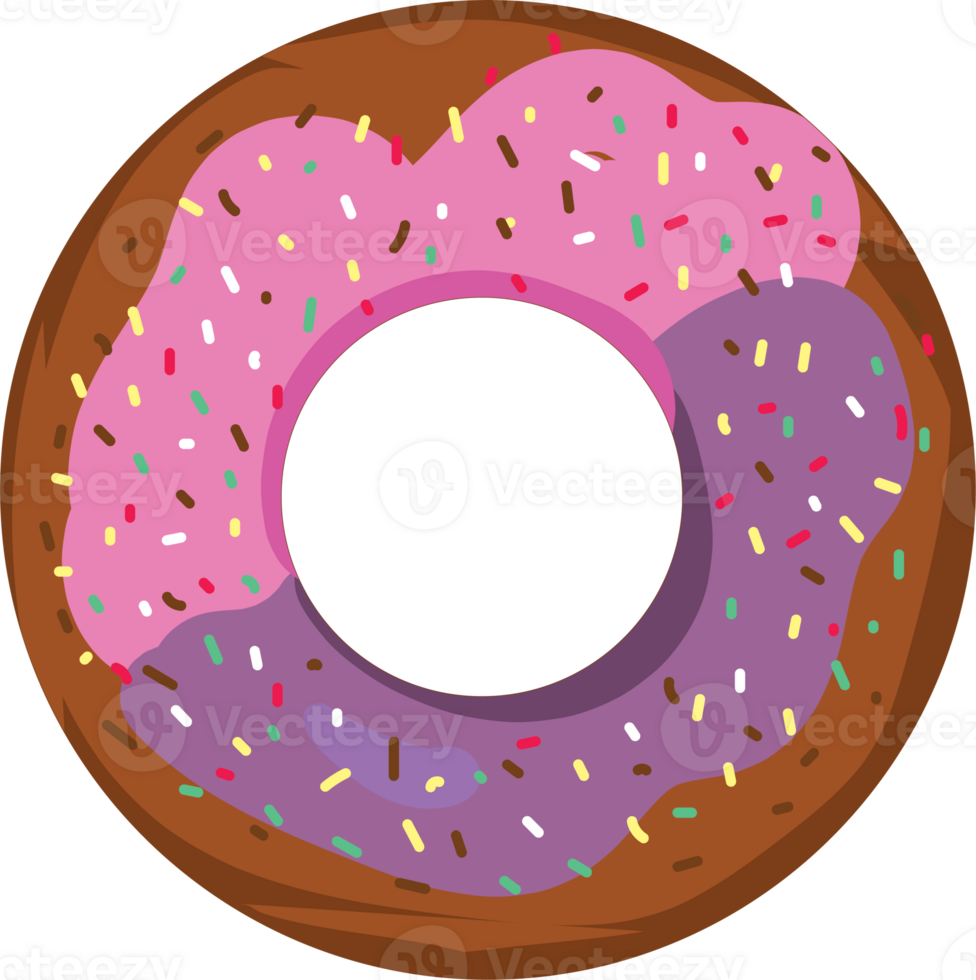 Yummy Donuts with Decorative Frosting and Icing Sugar png