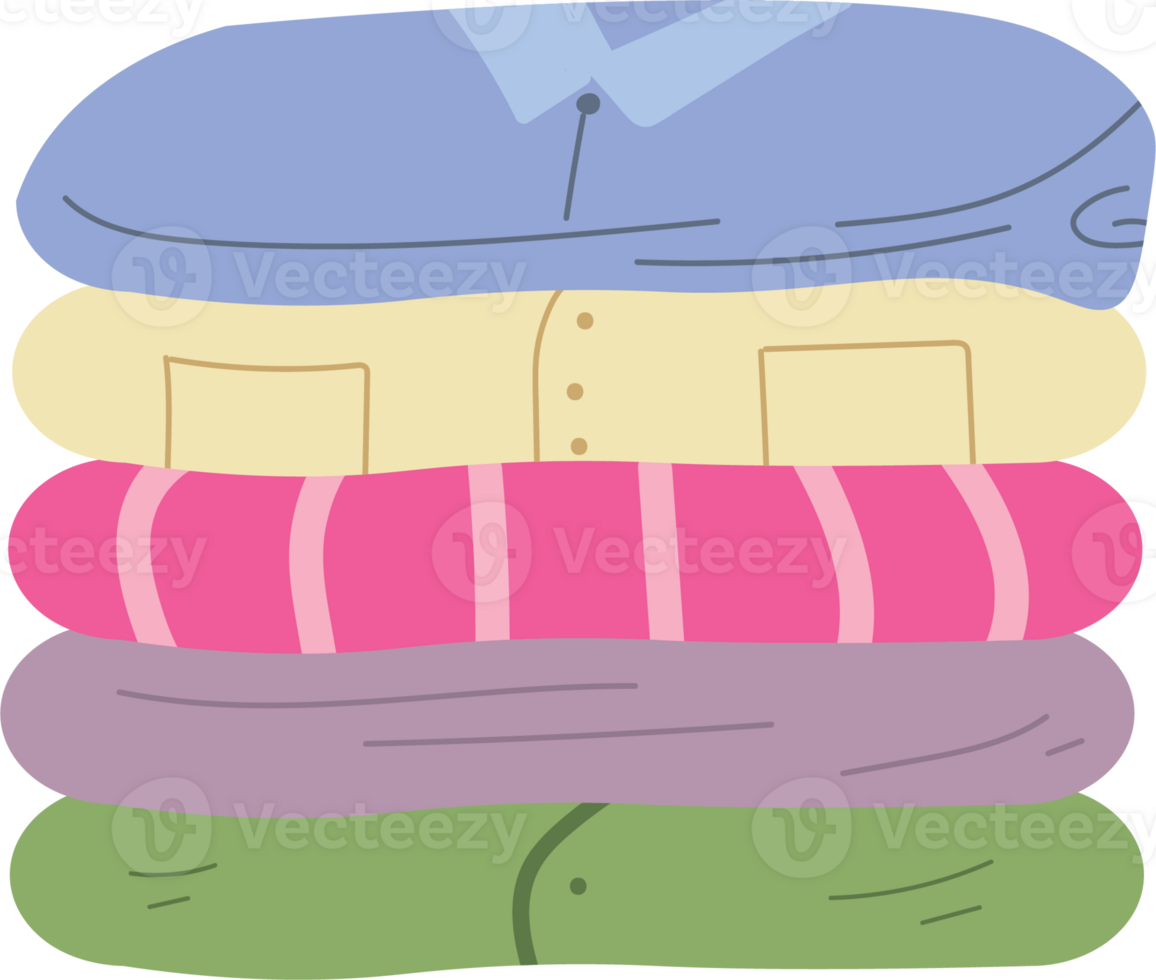 Neatly Folded Clothes on Shelf for Laundry or Closet Design png