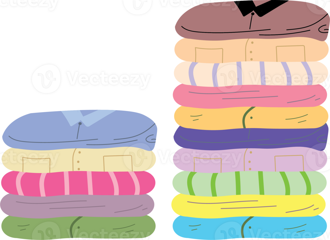 Organized Stack of Folded T-Shirts and Apparel for Wardrobe Display png