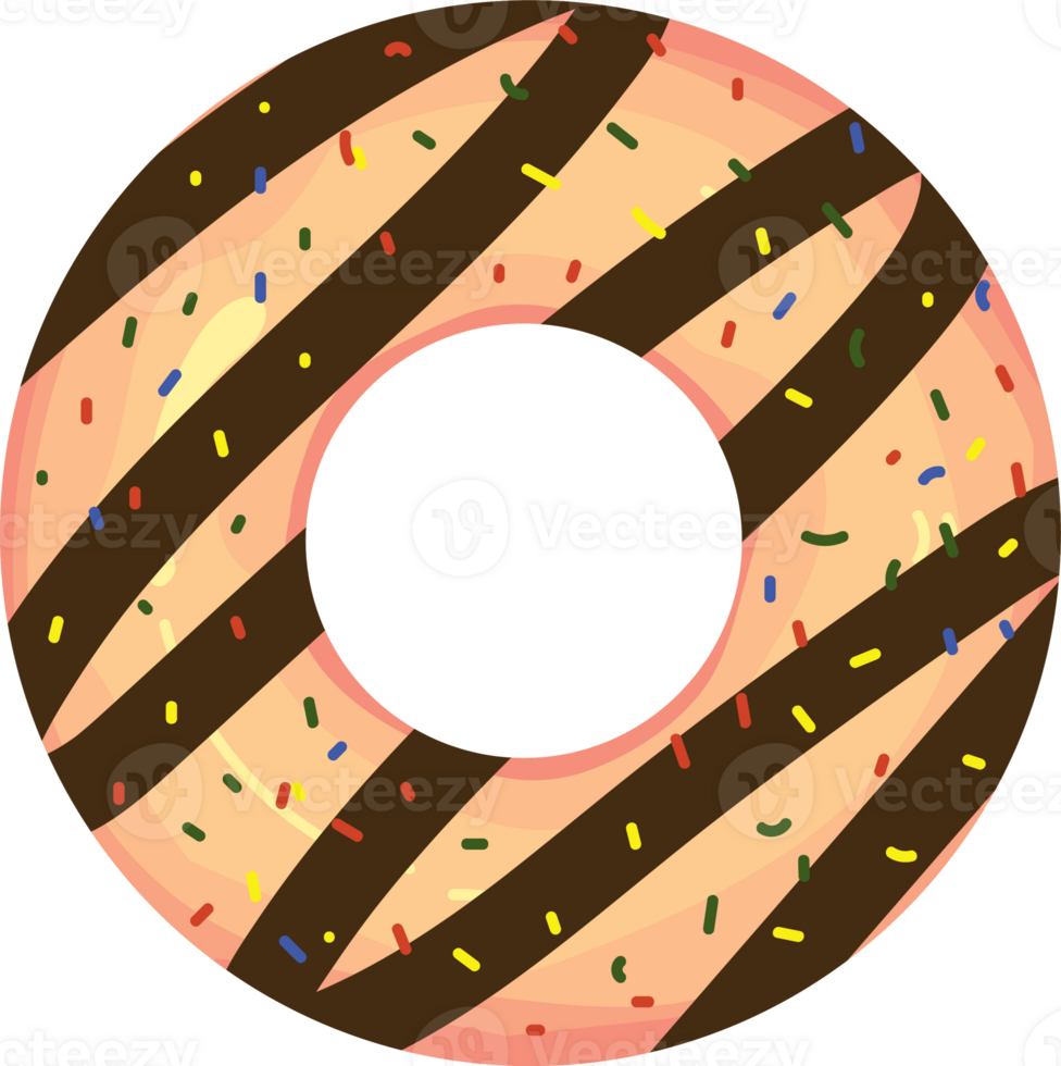 Delicious Round Donuts with Colorful Toppings on Table png