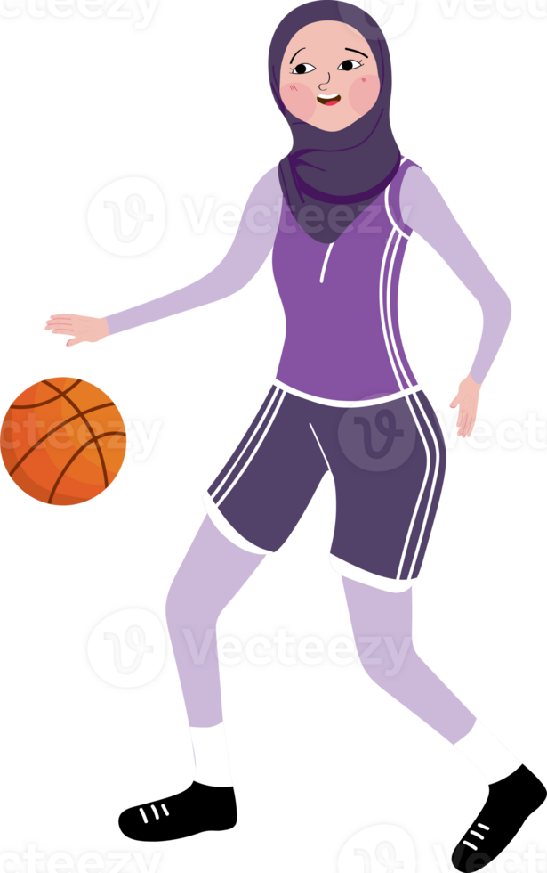 Young Woman Practicing Basketball During Sports Routine png
