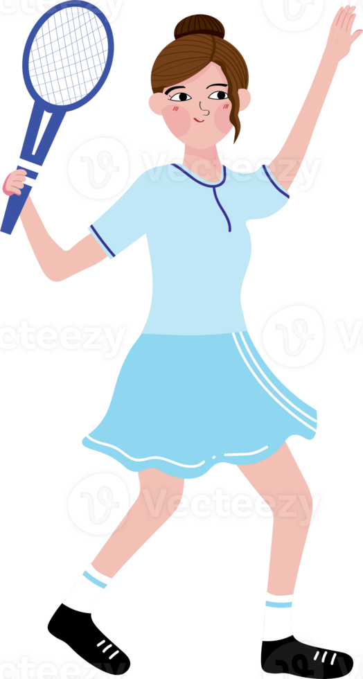 Sporty Girl Practicing Tennis on a Bright Day png