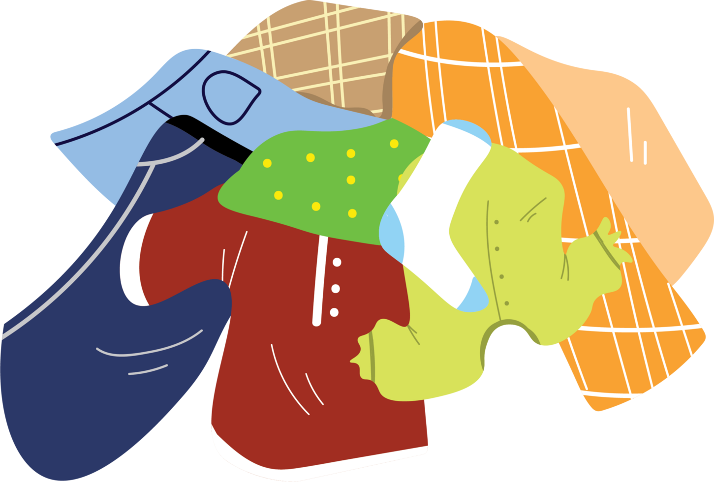 Heap of Clothing Garments Ready for Washing or Folding png