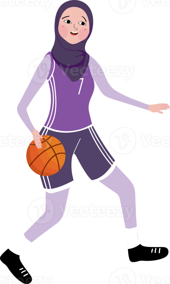 Energetic Girl in Athletic Wear Playing Basketball png