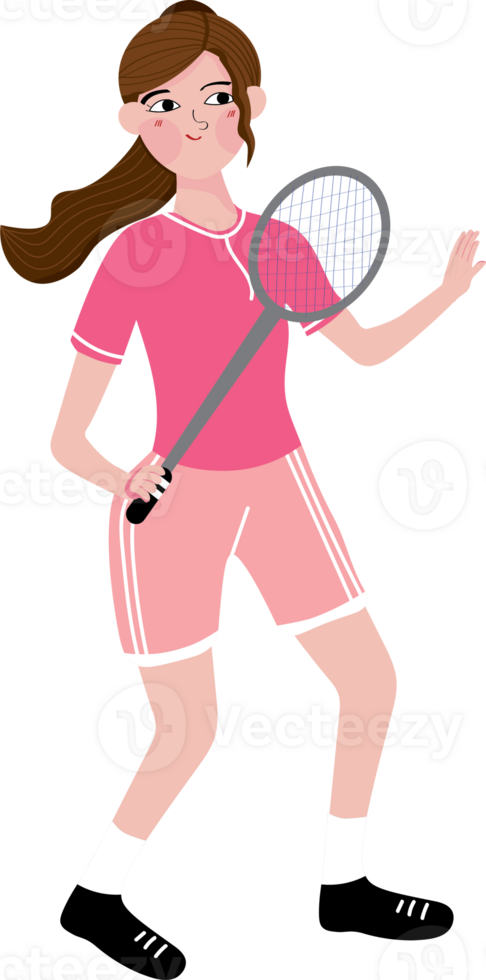 Female Badminton Player in Action Hitting the Shuttlecock png