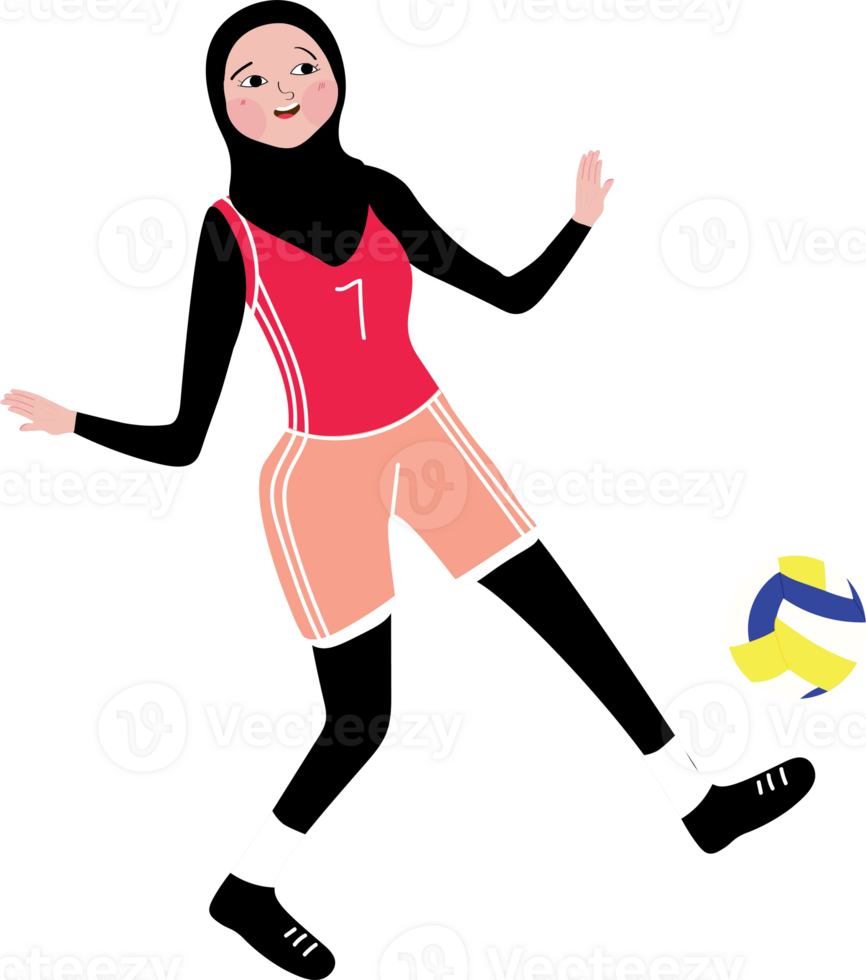Female Volleyball Athlete Wearing Hijab in Action png