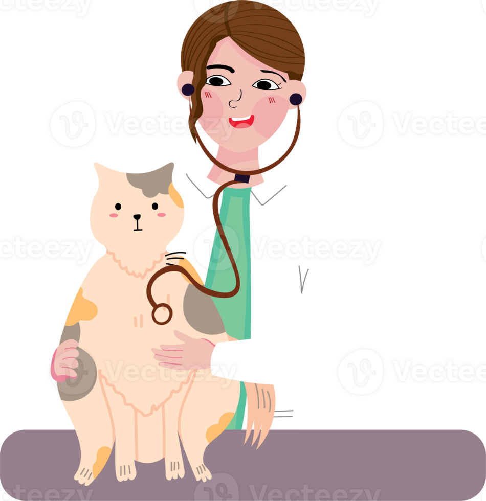 Pet Health Checkup with Professional Veterinarian Illustration png