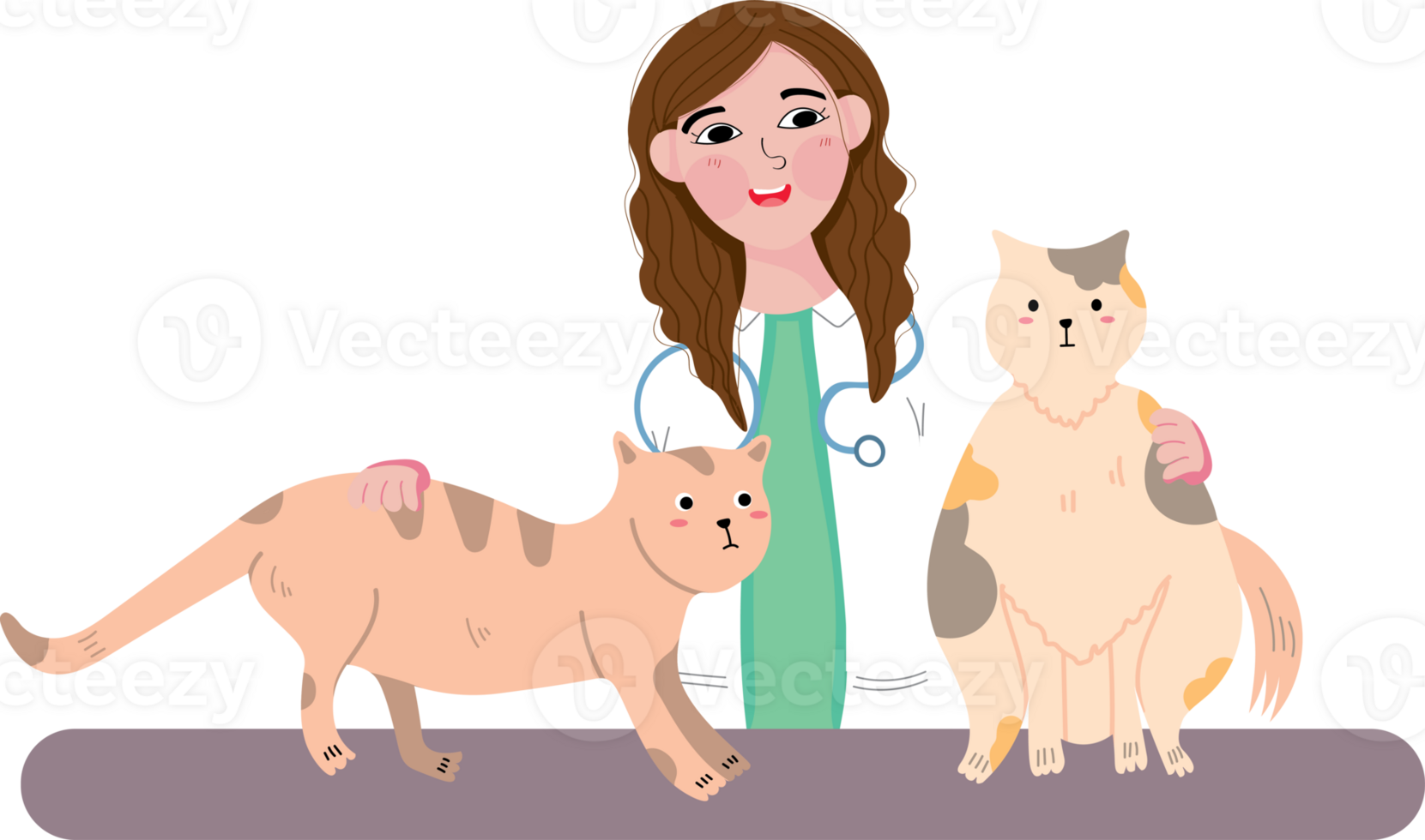 Veterinarian Examining Pets on International Veterinary Day png