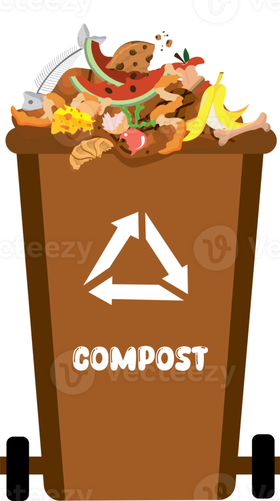 Sorting Organic Trash into Green Recycling Bin png