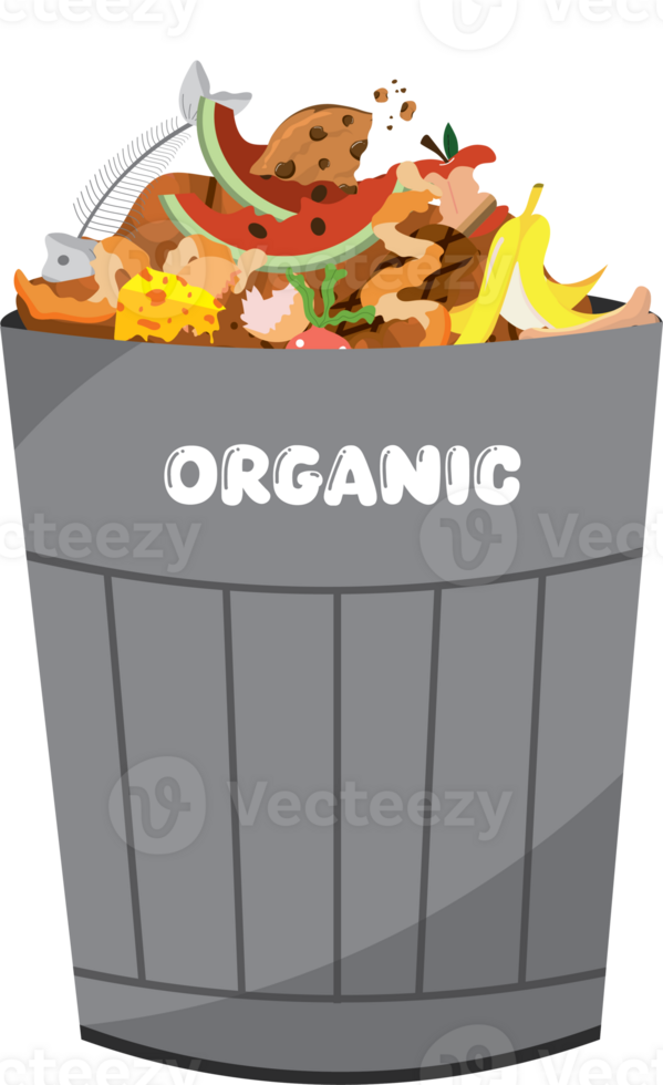 Recyclable Organic Trash in Green Waste Container png