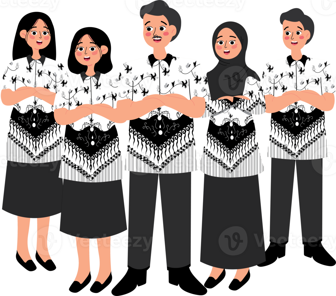 Group of Teachers Wearing Uniform on Teachers Day Celebration png