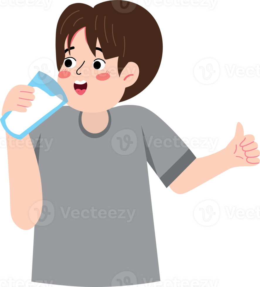 Happy Boy Drinking Milk in the Morning for Bone Health png