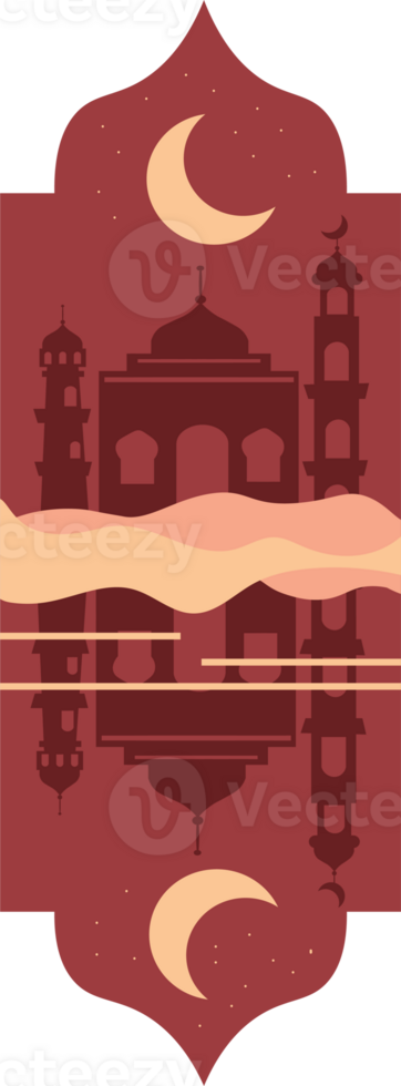 Islamic Window Ornament with Boho Design Elements png