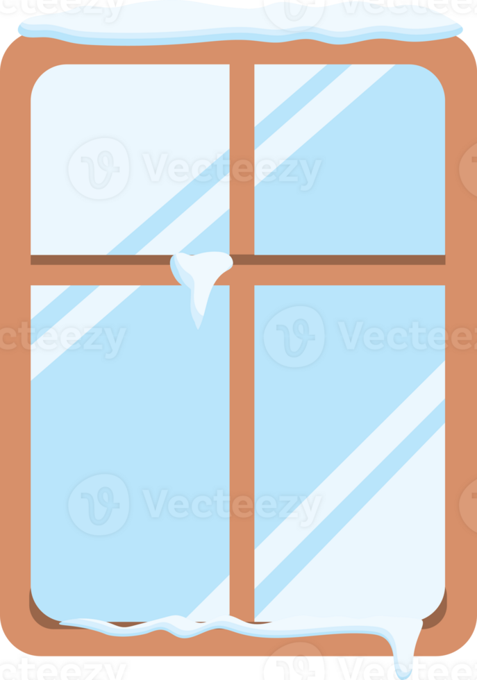 Snowy Glass Window with Ice Crystals png