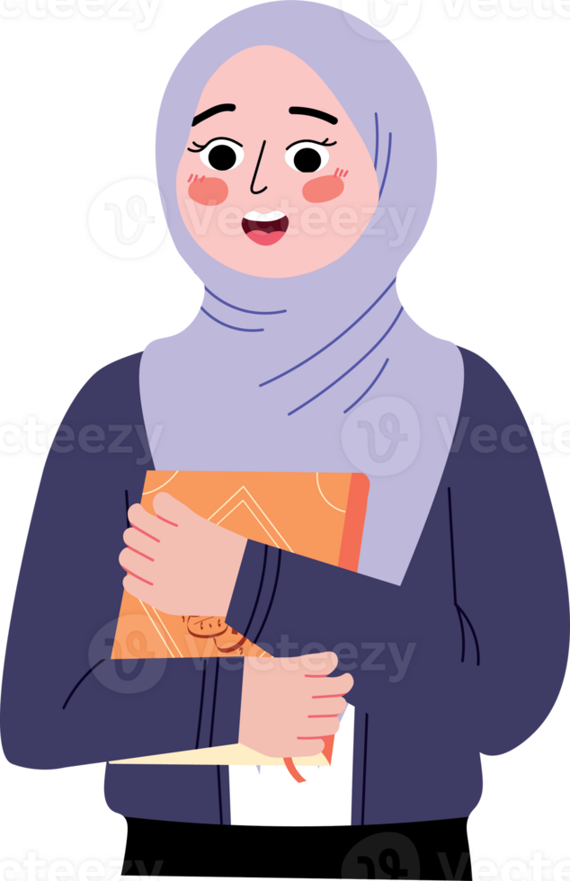 Muslim Woman Holding Quran During Ramadan png