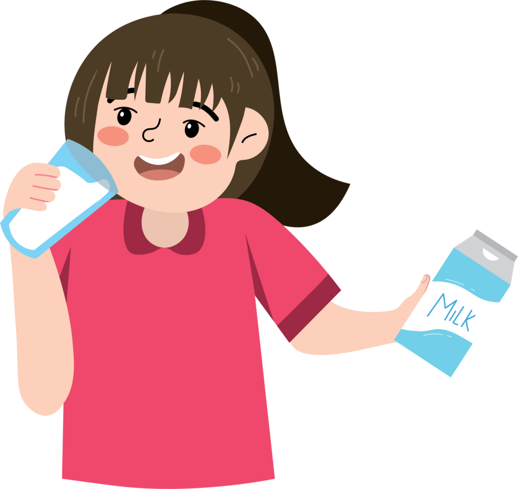 Growing Girl Drinking Milk Every Morning png