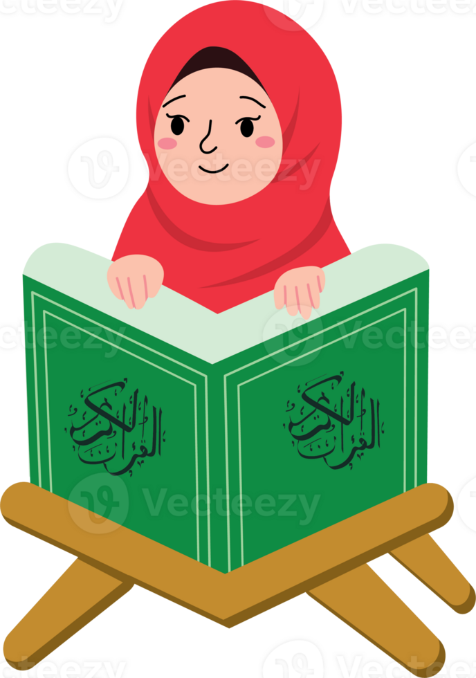 Woman in Hijab Reciting Quran During Last Ten Nights png
