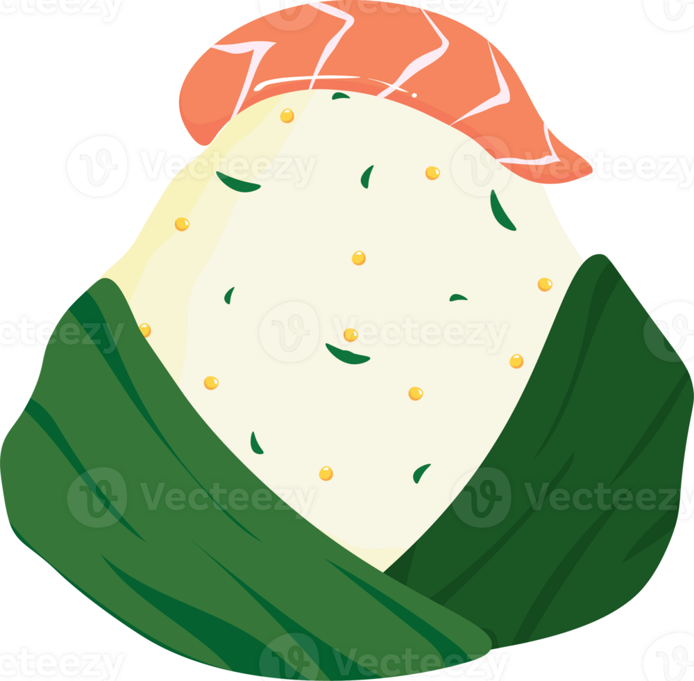 Traditional Onigiri with Grilled Salmon Filling Close Up png
