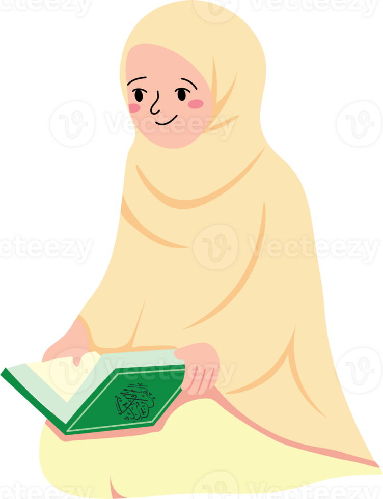 Spiritual Night of Muslim Woman Holding Quran png