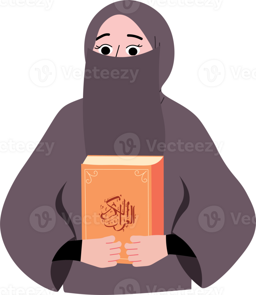 Islamic Woman with Holy Quran for Ramadan Tadarus png