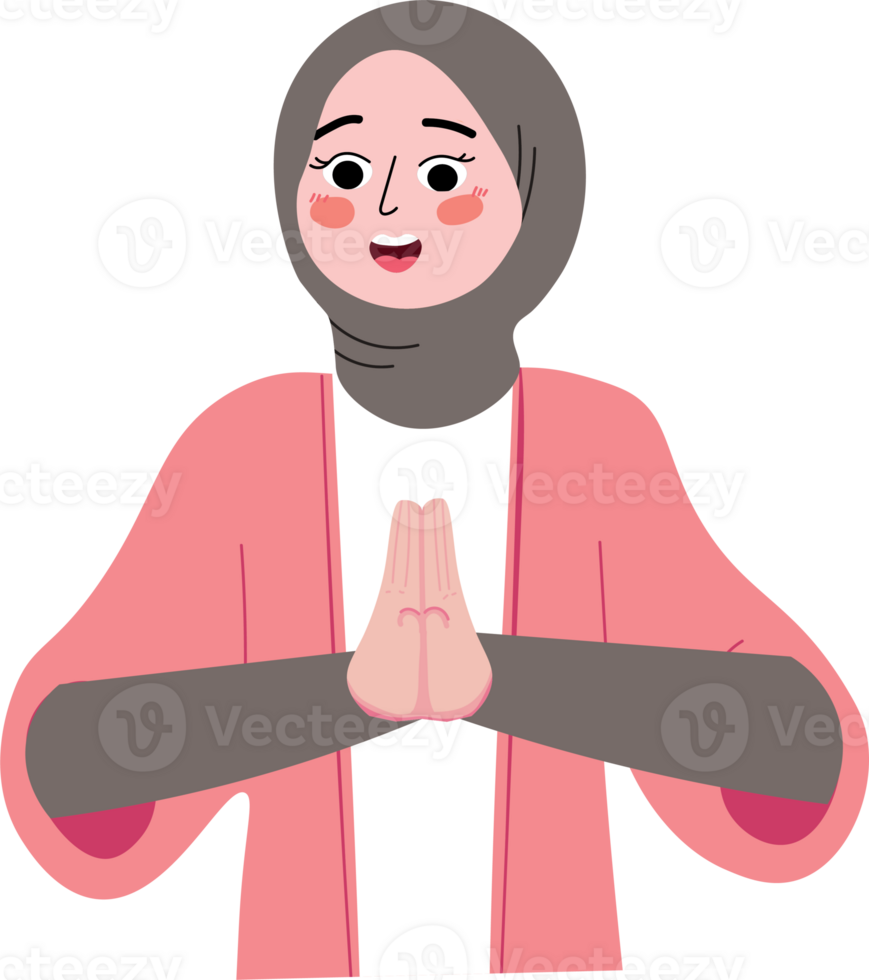 Hijab Girl with Hands Together in Eid Forgiveness Pose png
