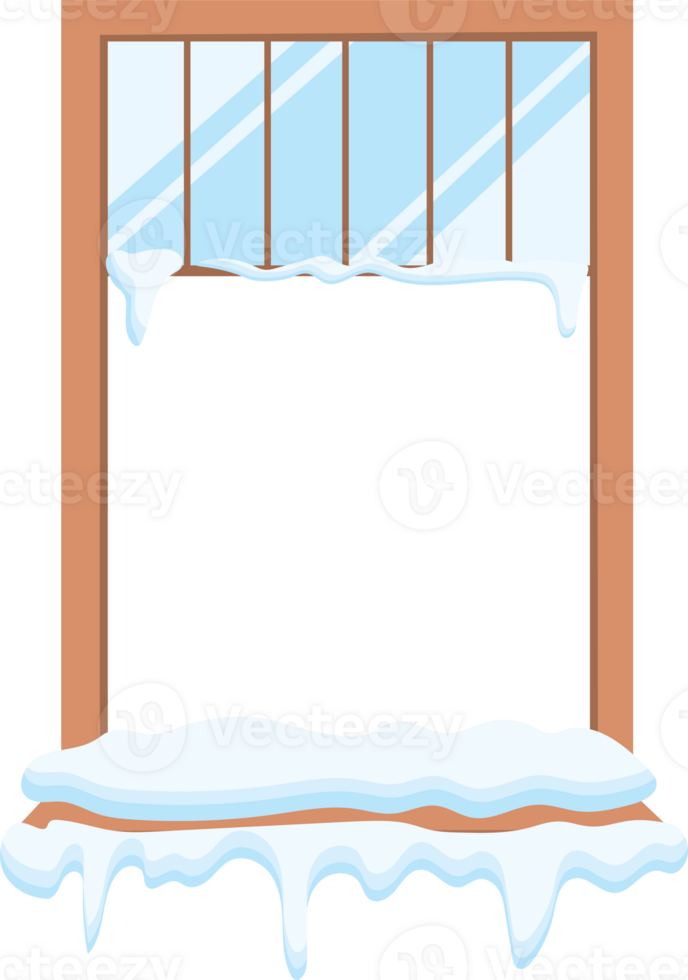Closeup of Window with Snow and Frost png