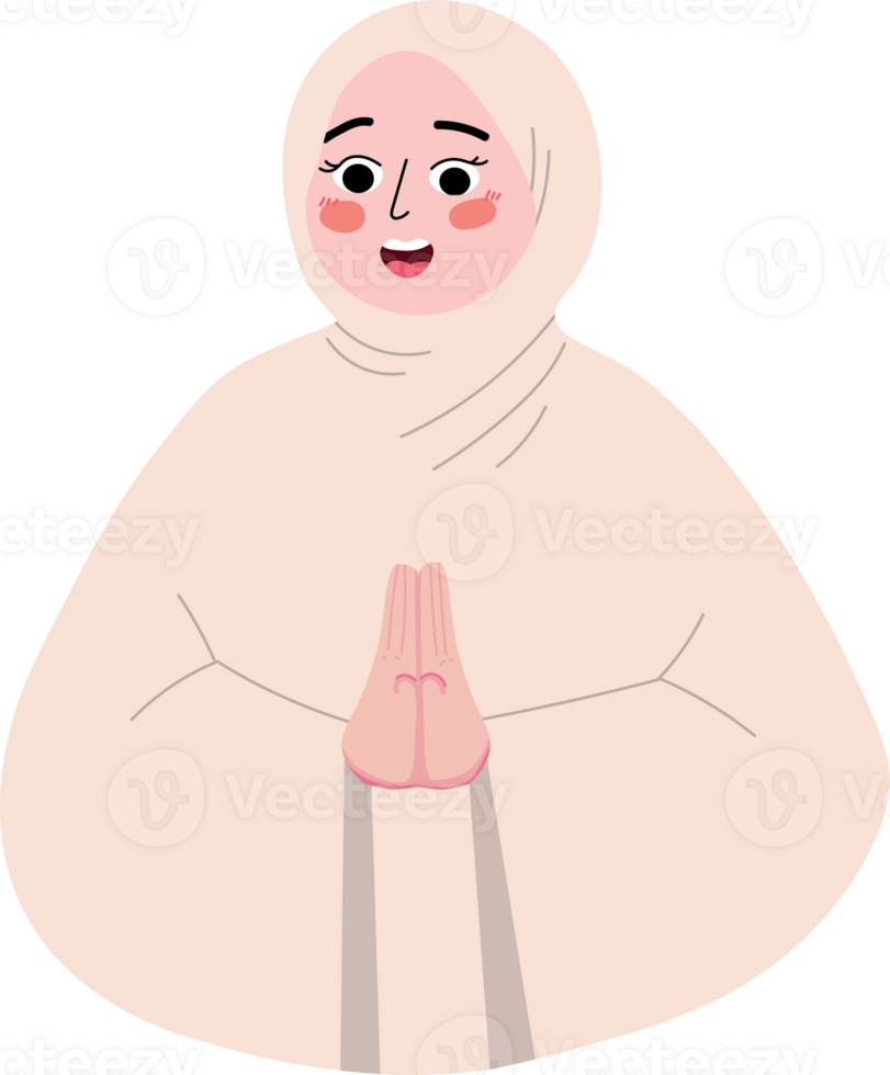 Girl in Hijab Expressing Eid Greetings with Hand Gesture png