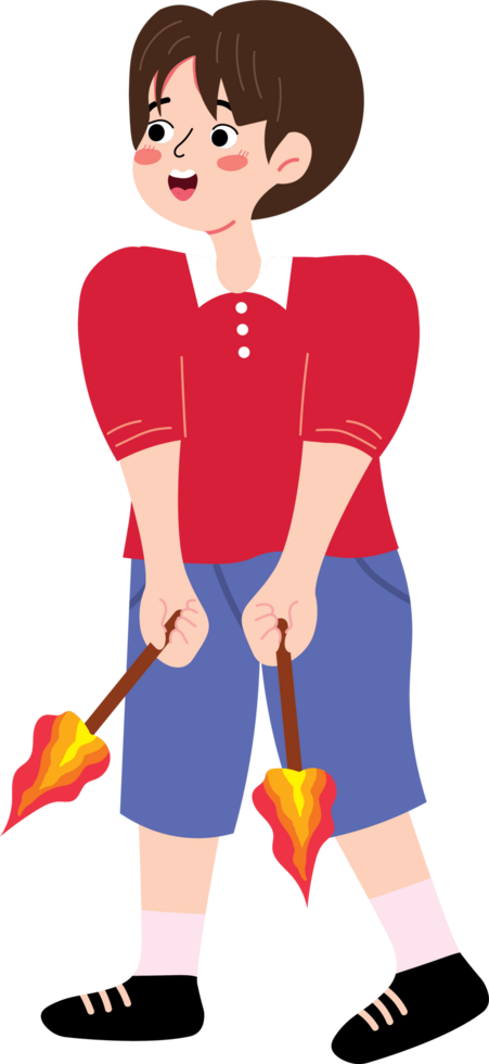 Kid with Torchlight in the Dark png