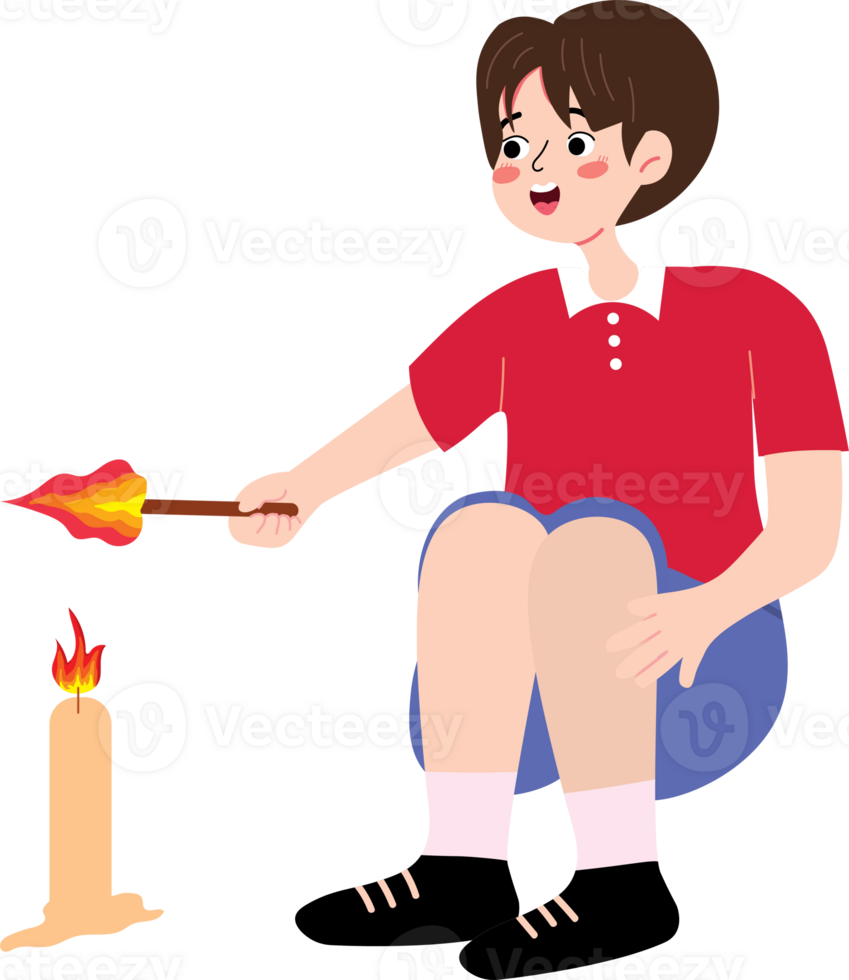 Little Boy Holding Glowing Torch at Night png